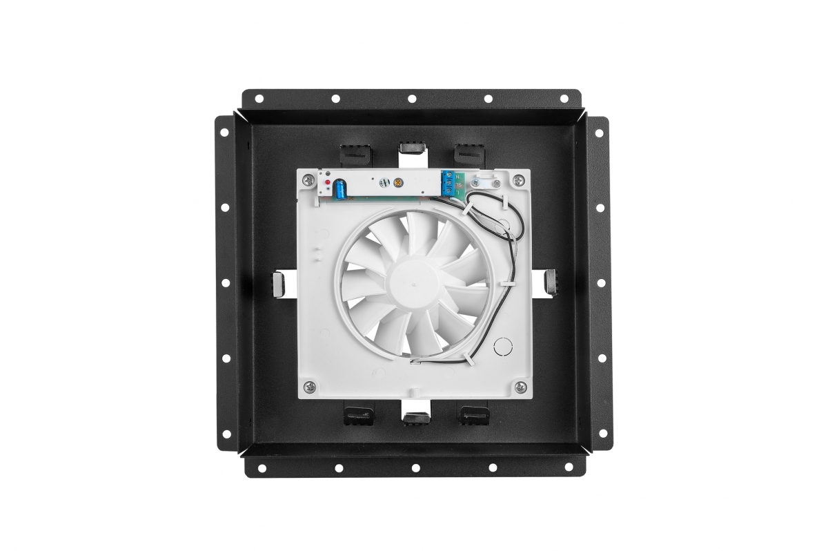 Теневой диффузор под плитку FoZa 237х237 с вентилятором 125СК, обратный клапан, черная, d125мм